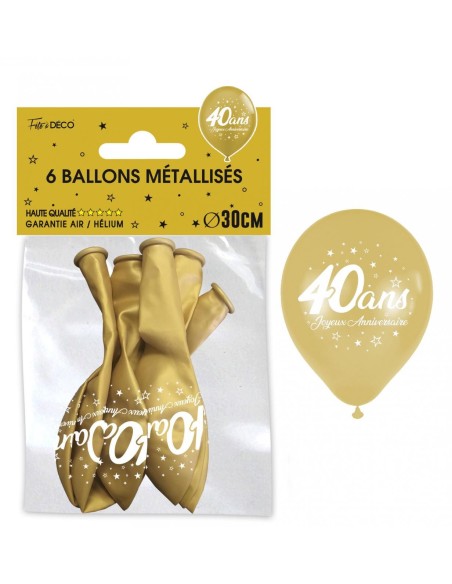 6 ballons joyeux anniversaire 40 ans
