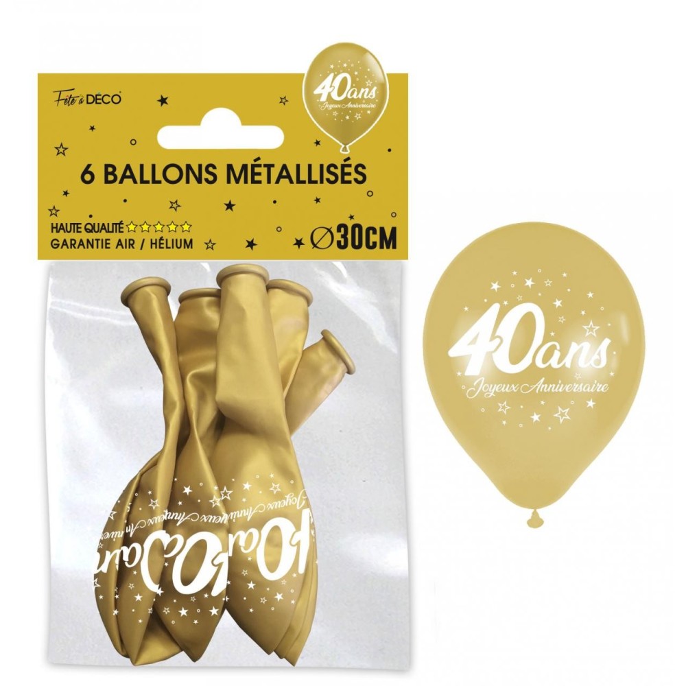 6 ballons joyeux anniversaire 40 ans