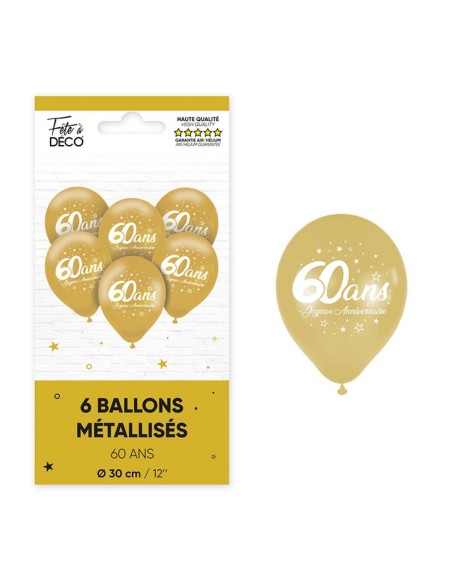 6 ballons joyeux anniversaire 60 ans
