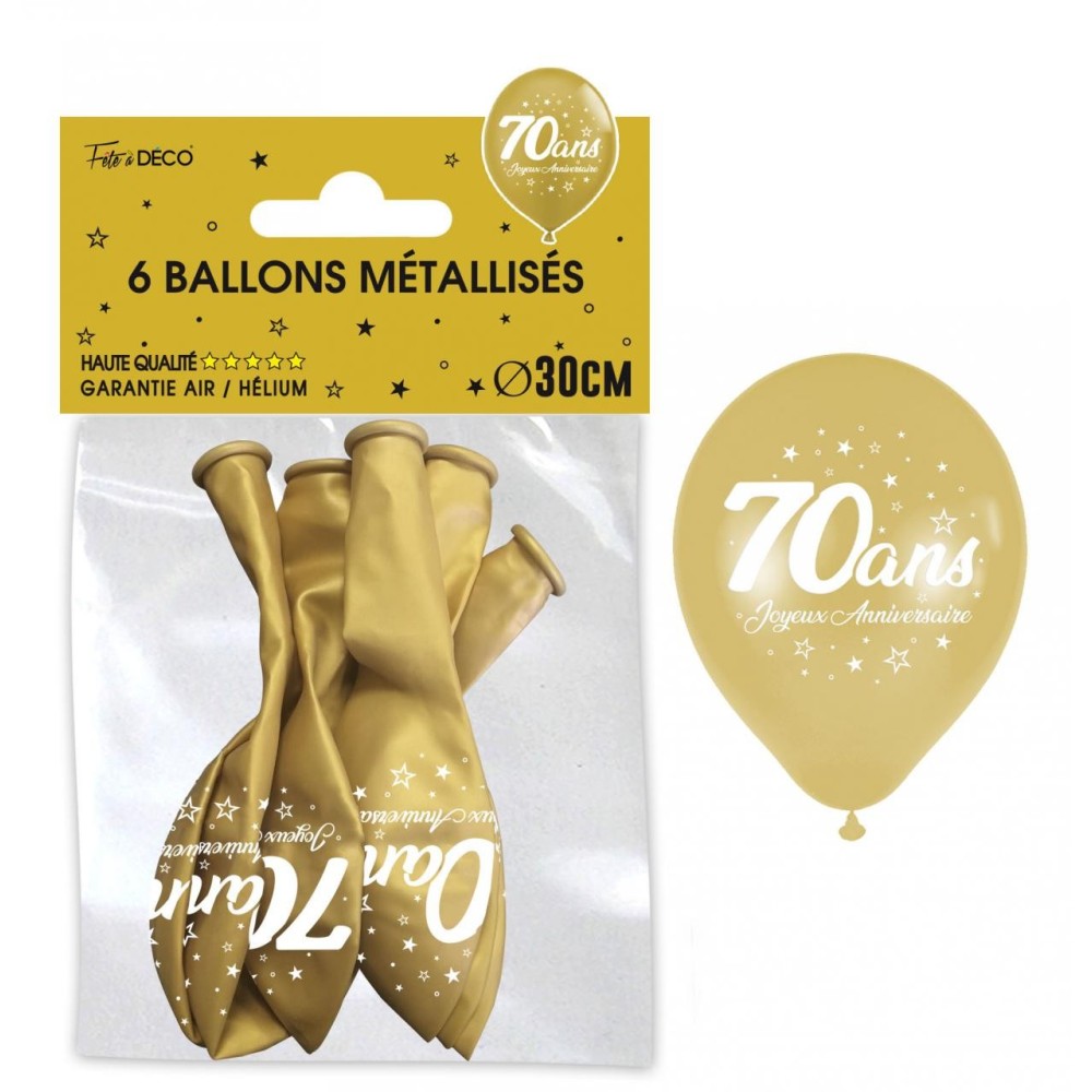 6 ballons joyeux anniversaire 70 ans