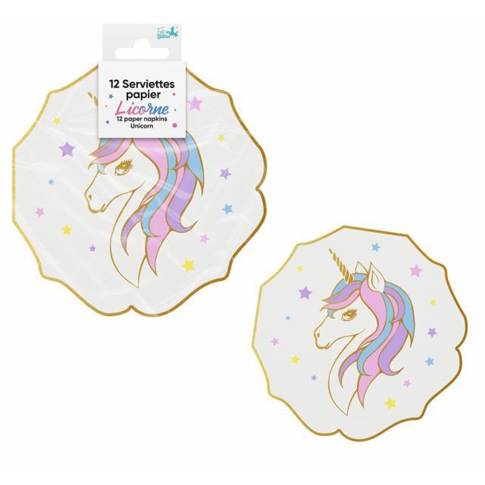 12 serviettes licorne