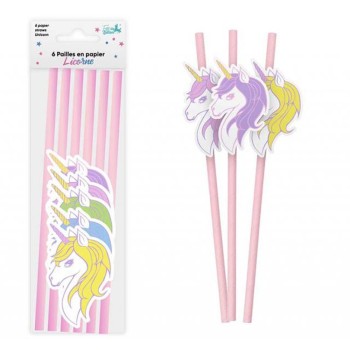 6 pailles licorne