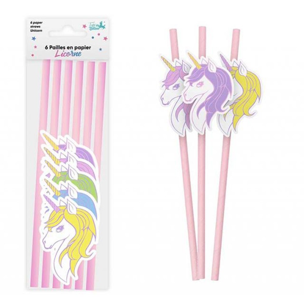 6 pailles licorne