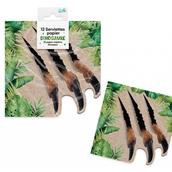 12 serviettes dinosaure