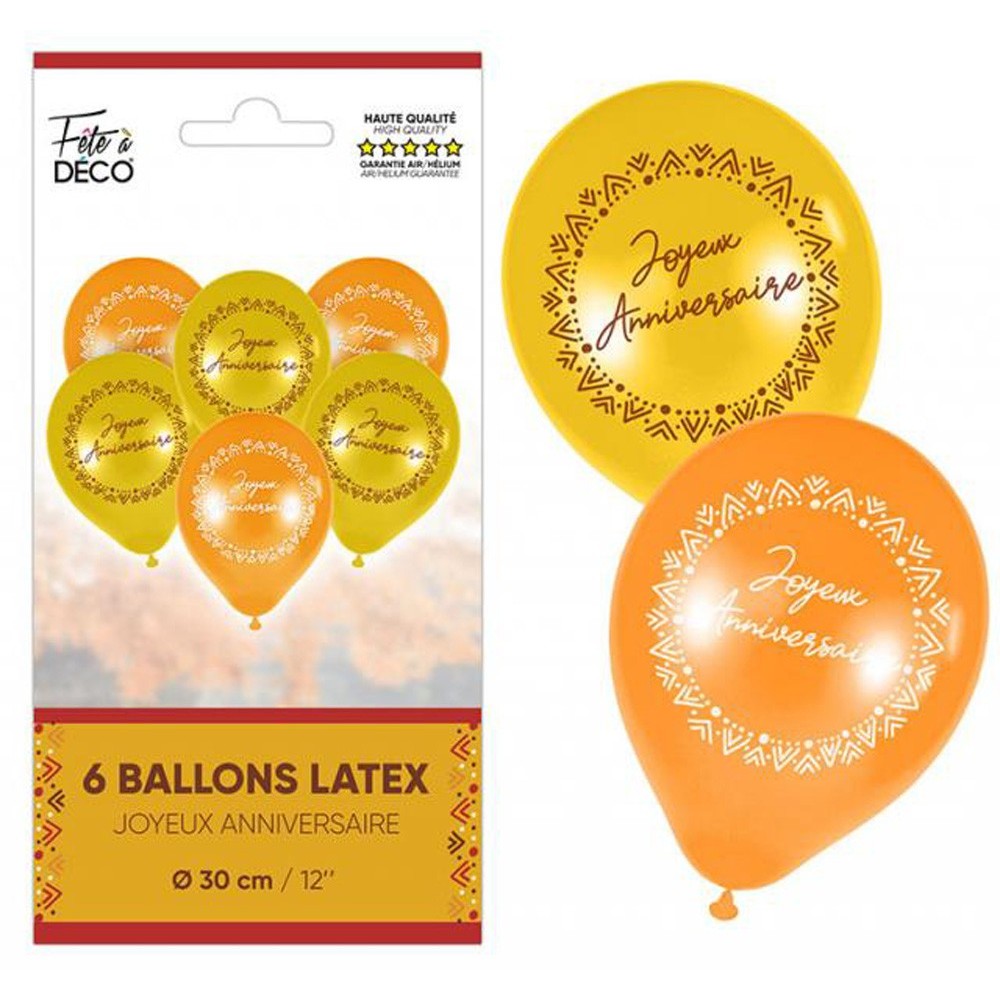 6 ballons anniversaire bohème