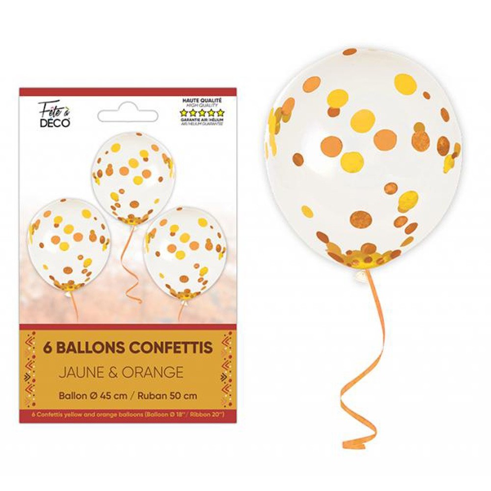6 ballons confettis bohème