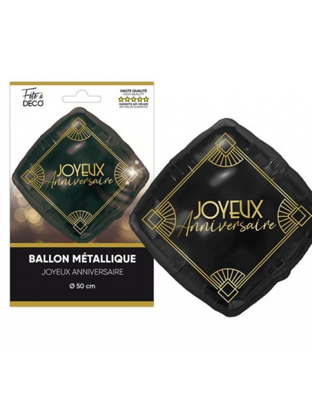 Ballon carré joyeux anniversaire art déco