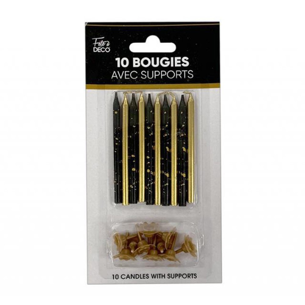 10 bougies noir et or art déco