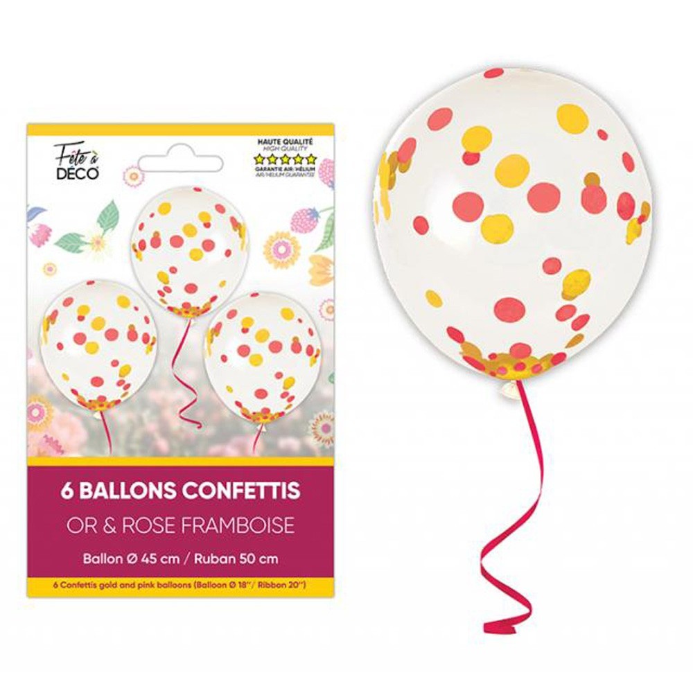 6 ballons confettis floral