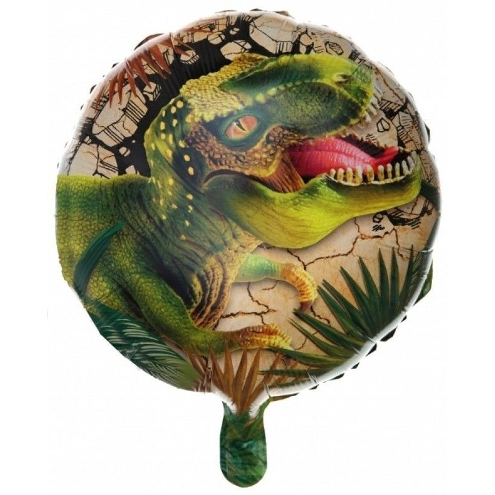 Ballon rond métallisé dinosaure