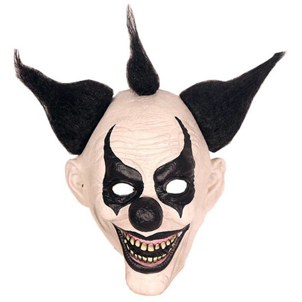 Masque clown macabre noir et blanc latex pour Halloween