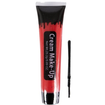 Crème rouge pour maquillage avec pinceau