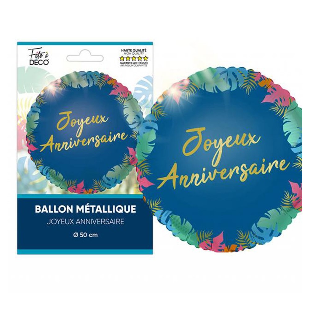 Ballon alu anniversaire tropical 50cm