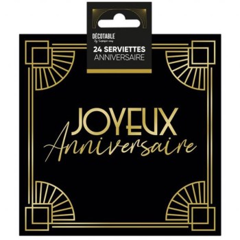 24 serviettes anniversaire art déco