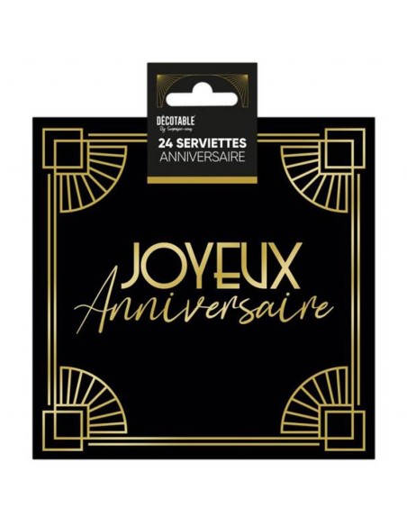 24 serviettes anniversaire art déco