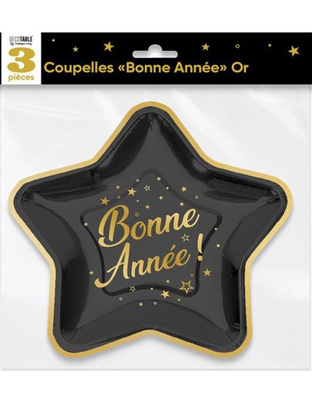 3 coupelles Bonne Année or