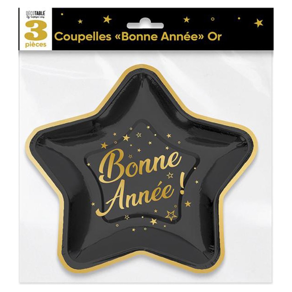3 coupelles Bonne Année or