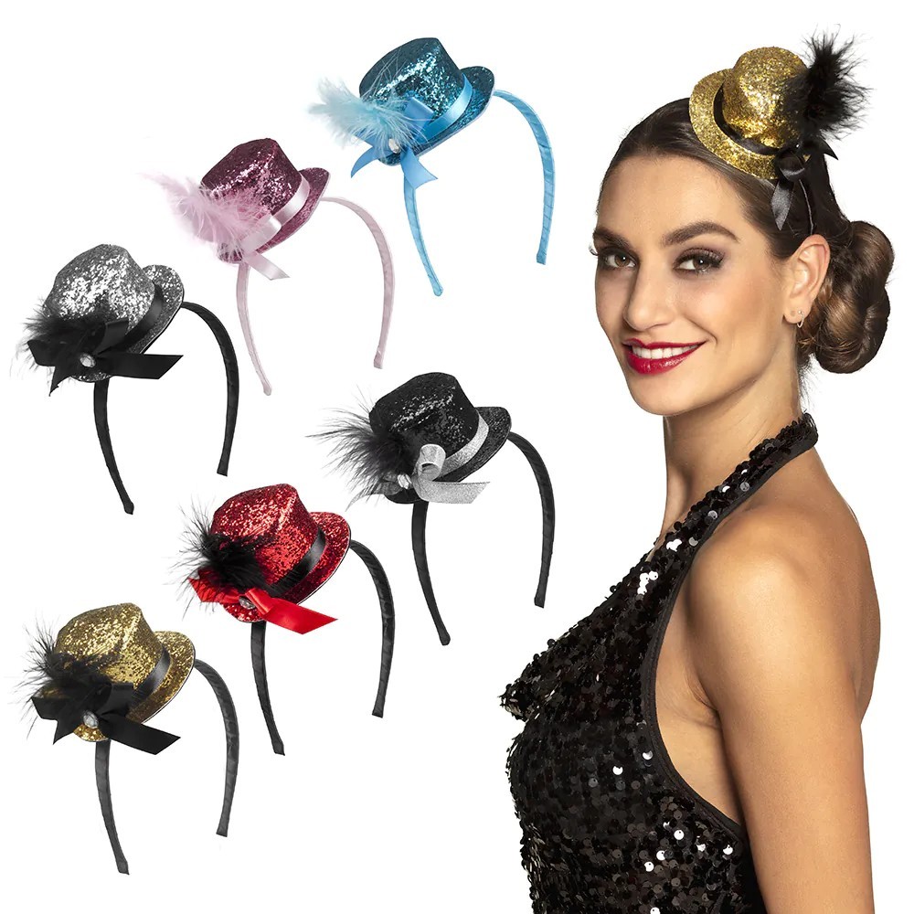Serre-tête mini chapeau paillettes