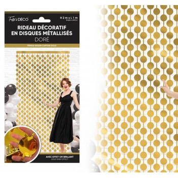 Rideau à franges disques métallisés doré art déco