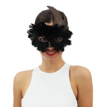 Loup fantaisie plumes noires