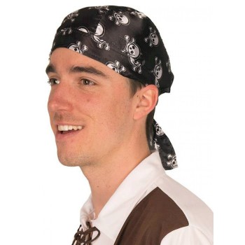 Bandana noir avec têtes de mort argent