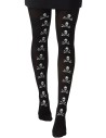 Collant noir opaque motif têtes de mort