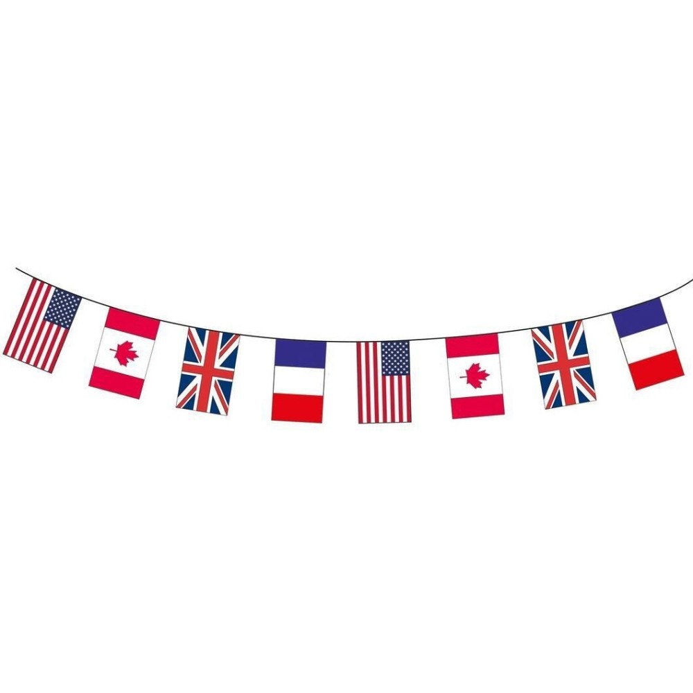 Guirlande tissu drapeaux alliés 10m