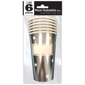 6 maxi gobelets étoiles argent