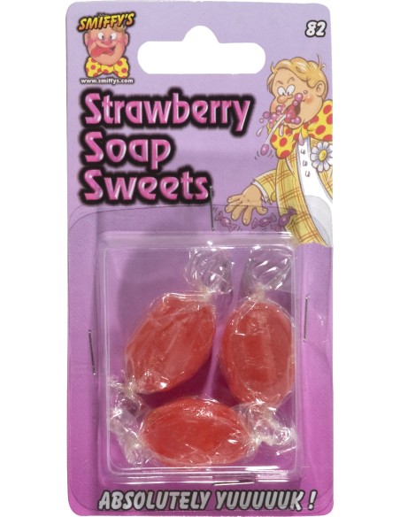 3 bonbons goût fraise savon