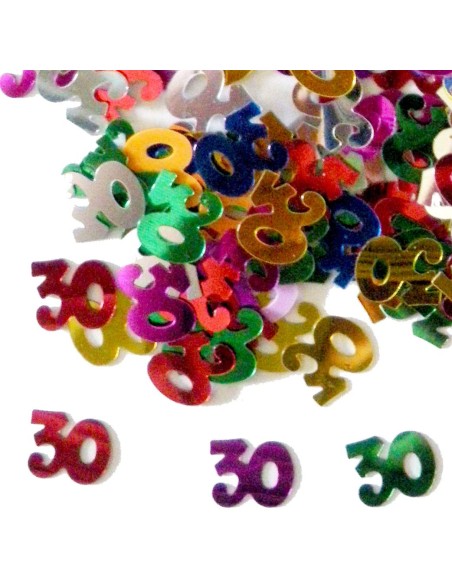 Confettis chiffre 30 multicolores