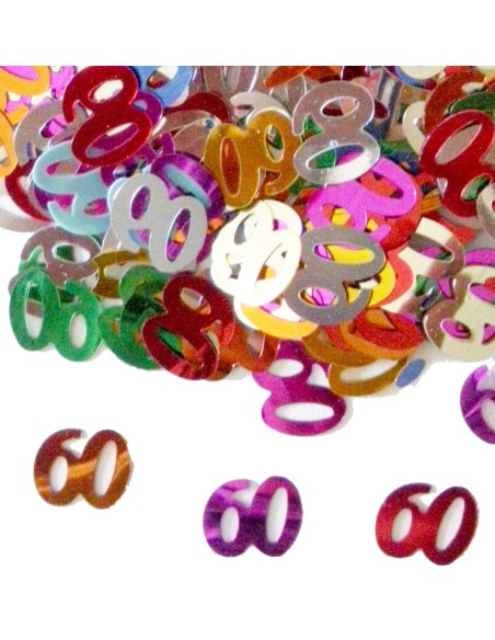 Confettis chiffre 60 multicolores