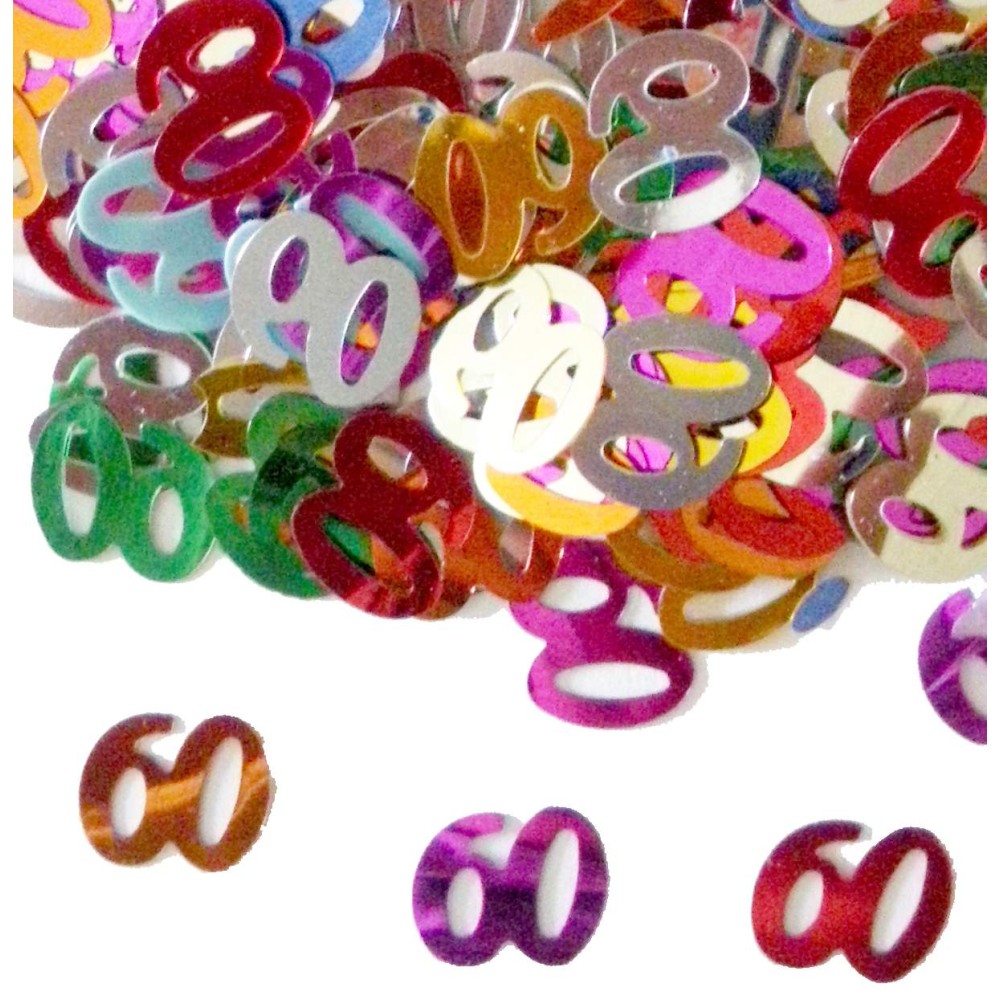 Confettis chiffre 60 multicolores