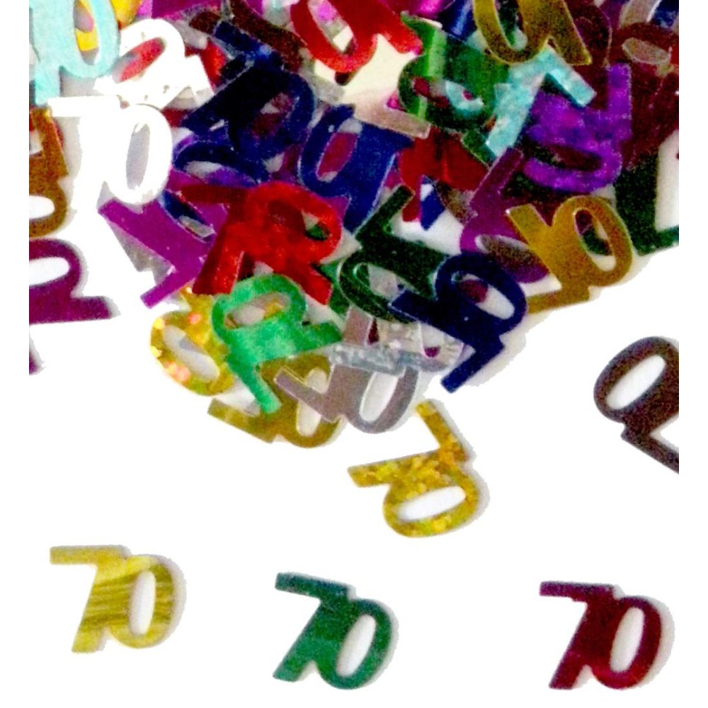 Confettis chiffre 70 multicolores