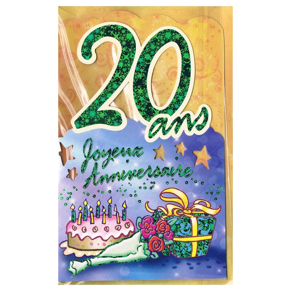 Carte Joyeux Anniversaire 20 ans