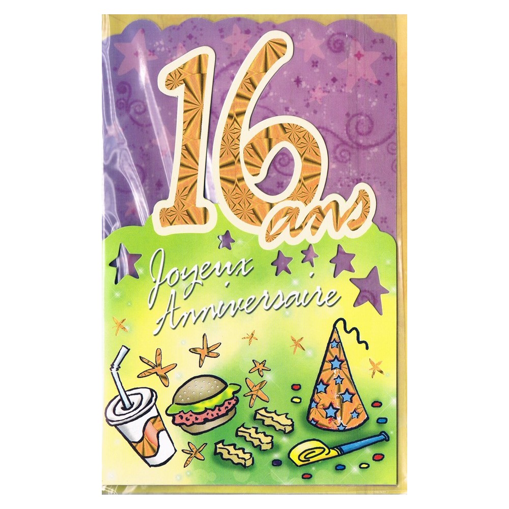 Carte Joyeux Anniversaire 16 ans
