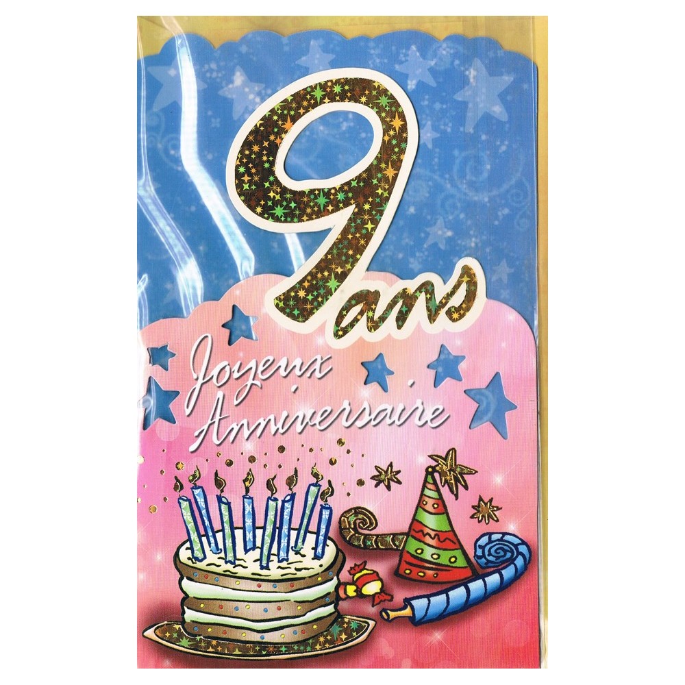 Carte Joyeux Anniversaire 9 ans