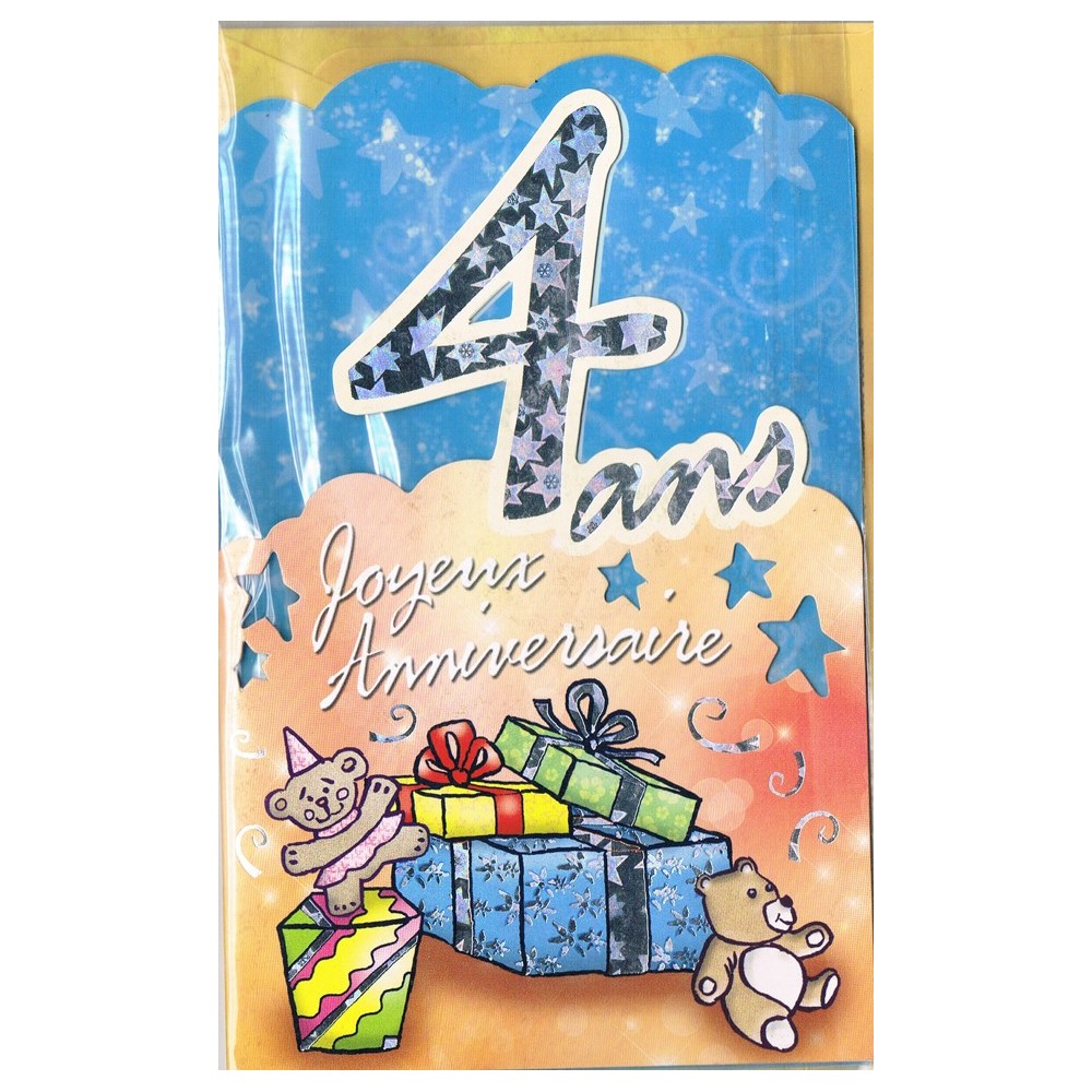 Carte Joyeux Anniversaire 4 ans