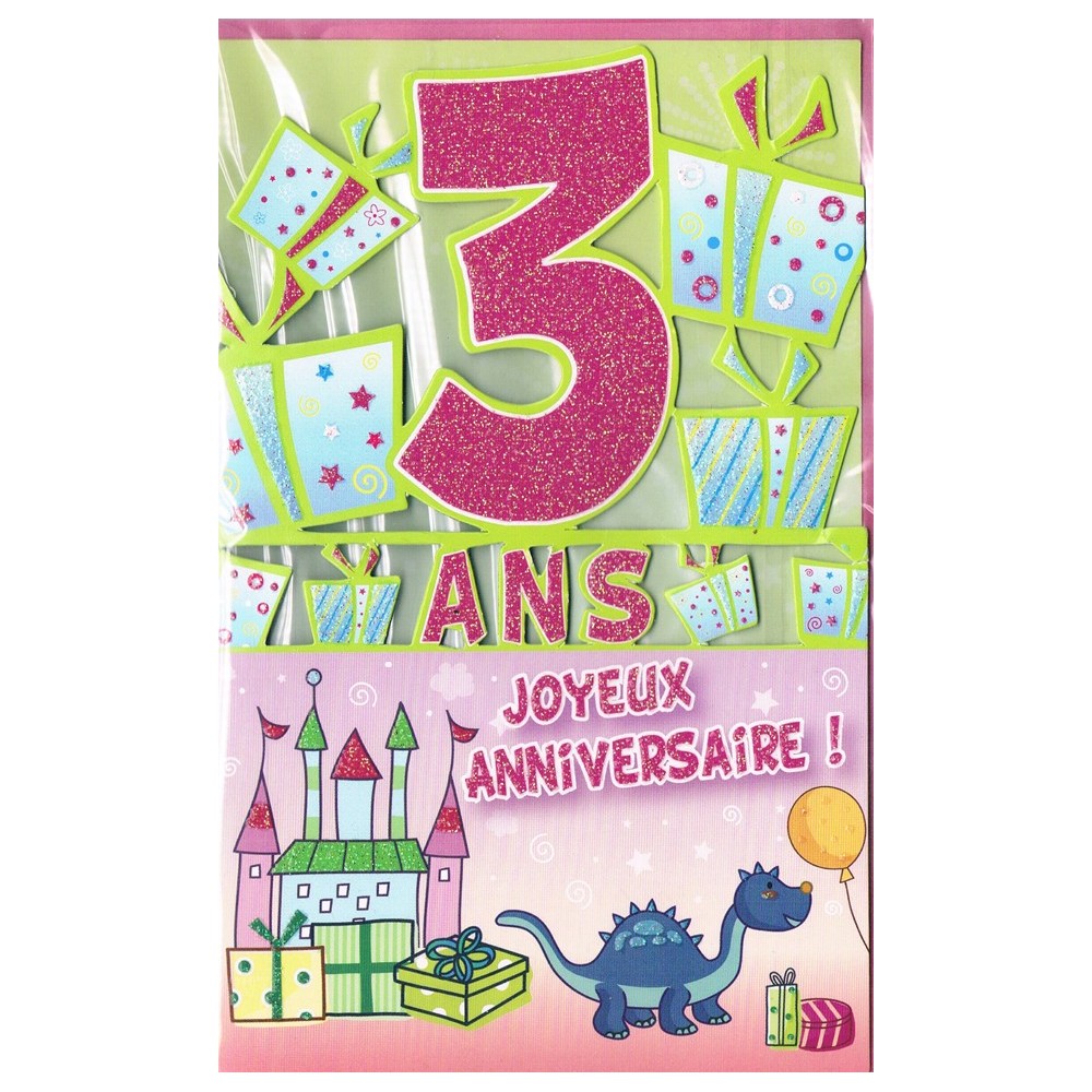 Carte Joyeux Anniversaire 3 ans