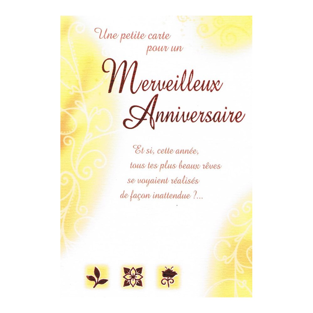 Carte pour un merveilleux anniversaire