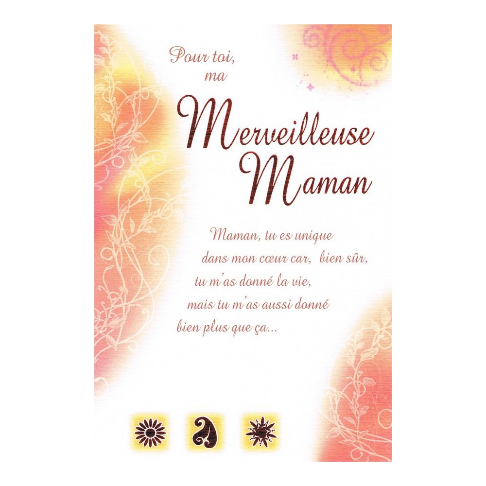 Carte ma merveilleuse maman