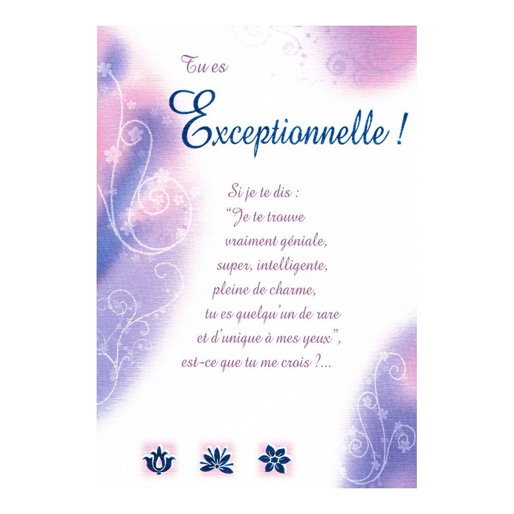 Carte tu es exceptionnelle