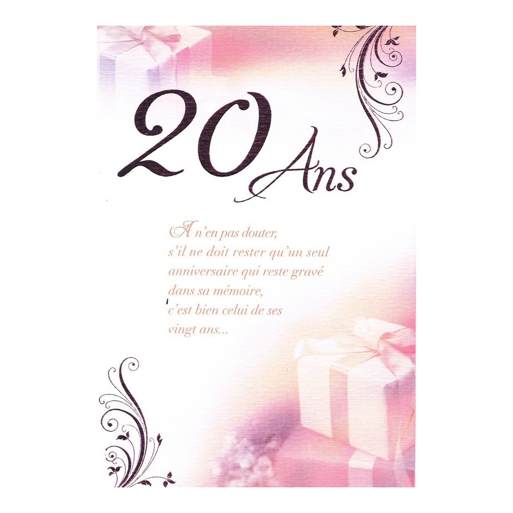 Carte anniversaire 20 ans