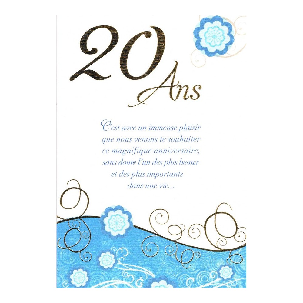 Carte anniversaire 20 ans